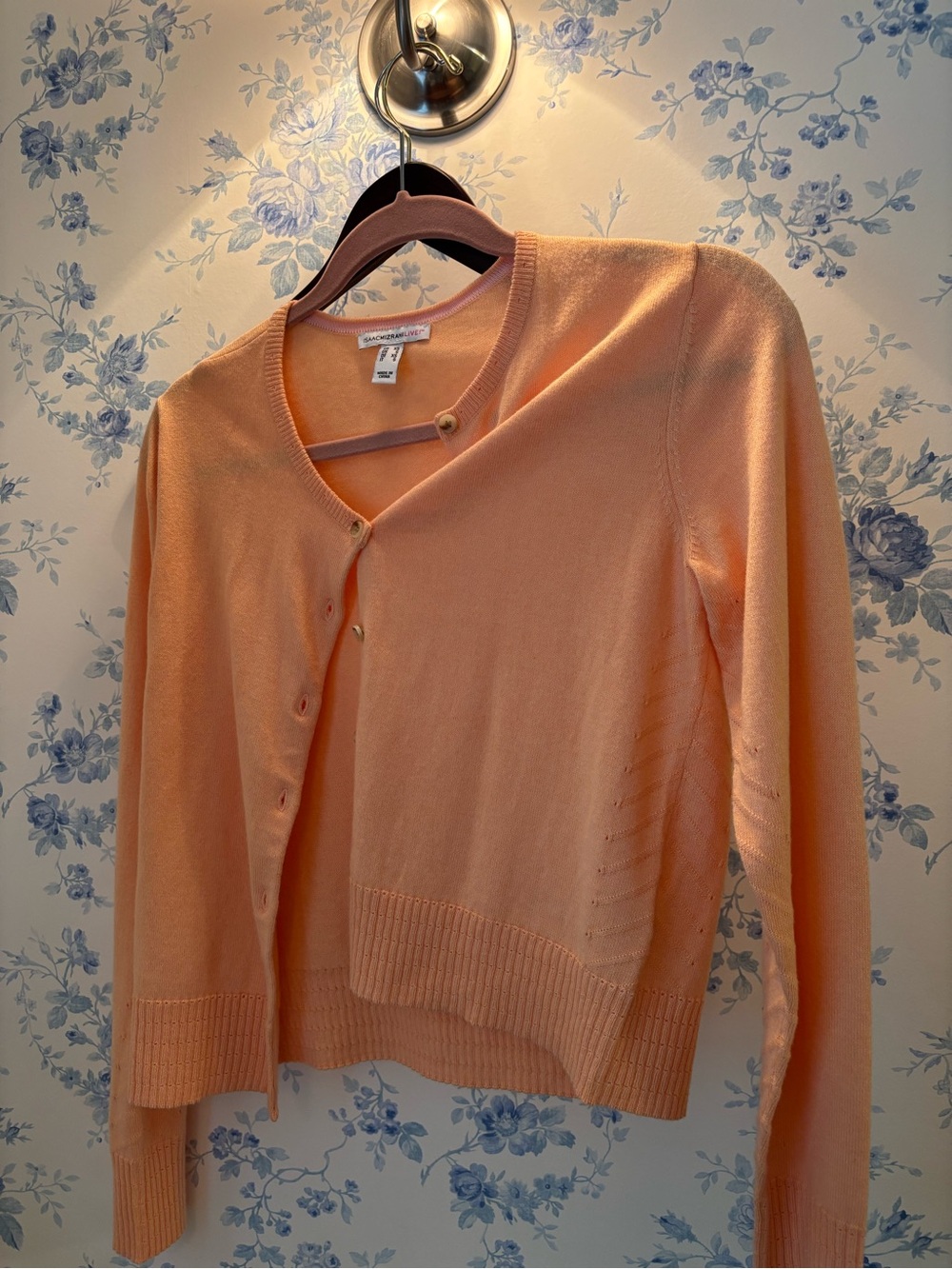 Light Peach Women’s Crewneck Cardigan Sweater